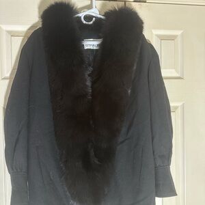 Vintage Ernst Strauss Fox Fur Collar Wool Coat ILGWU Union Made USA